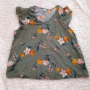Floral Green Top